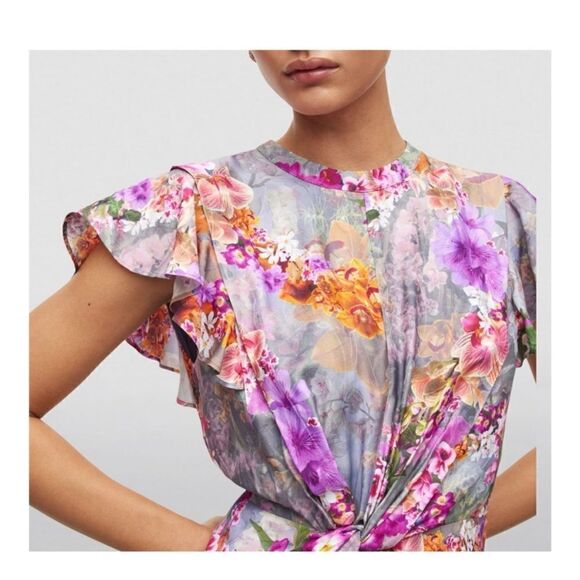 ALL-SAINTS Jemille Lucia Silk Blend Floral Mini Dress 6 NWT $329 - Picture 2 of 9